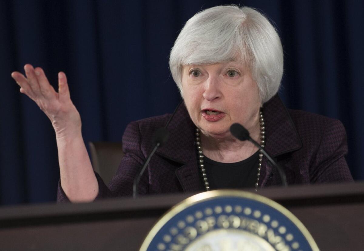 Federal Reserve Chair Janet L. Yellen speaks during a press conference in December.