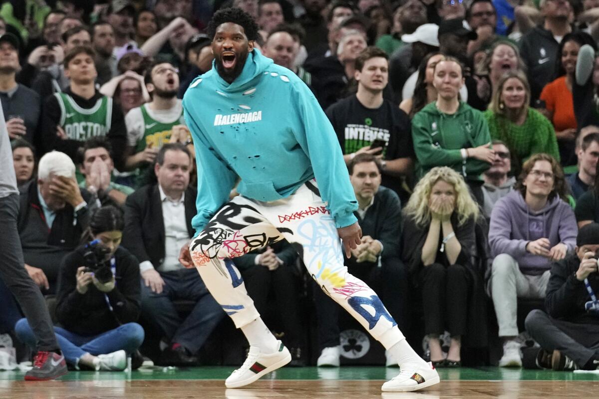 76ers' Joel Embiid presented with 2023 NBA MVP trophy ahead of Game 3 vs.  Celtics 