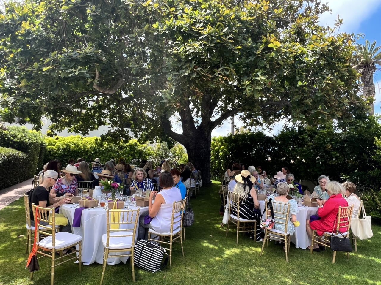 The La Jolla Woman's Club usually meets the first Monday of each month from October to June. Aug. 2 was a special outdoor luncheon.