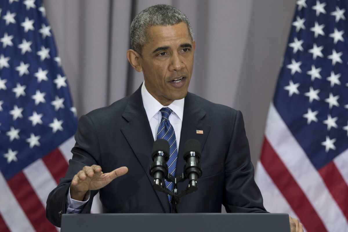 President Obama speaks about the nuclear deal with Iran on Wednesday at American University in Washington.
