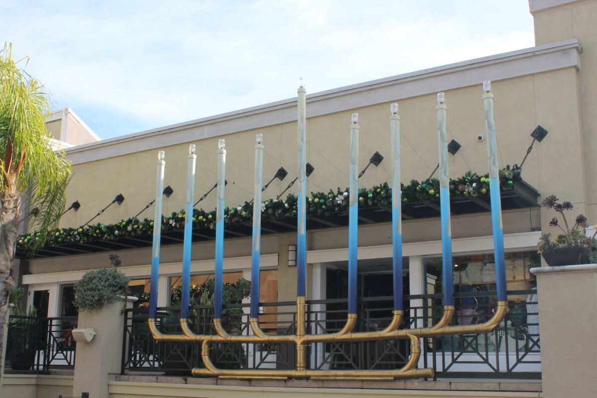 The menorah is ready to get light up the night at Flower Hill.