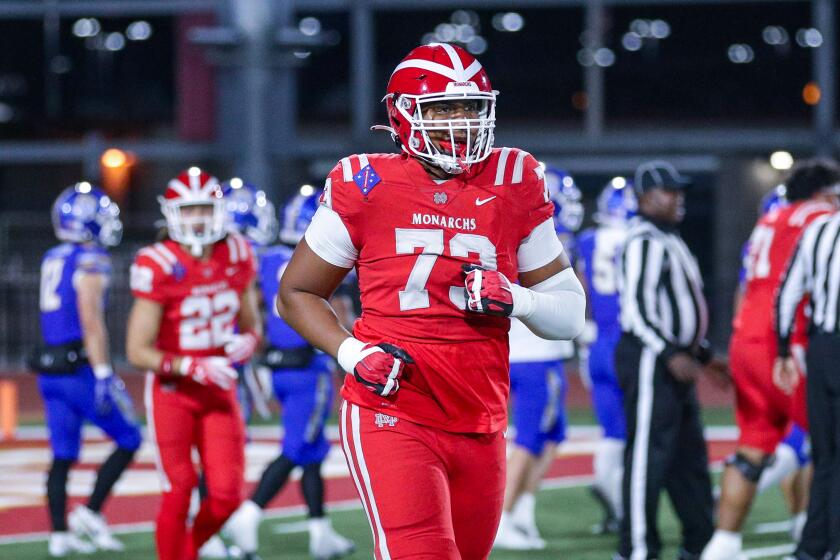 Brandon Baker of Mater Dei is The Times' lineman of the year.