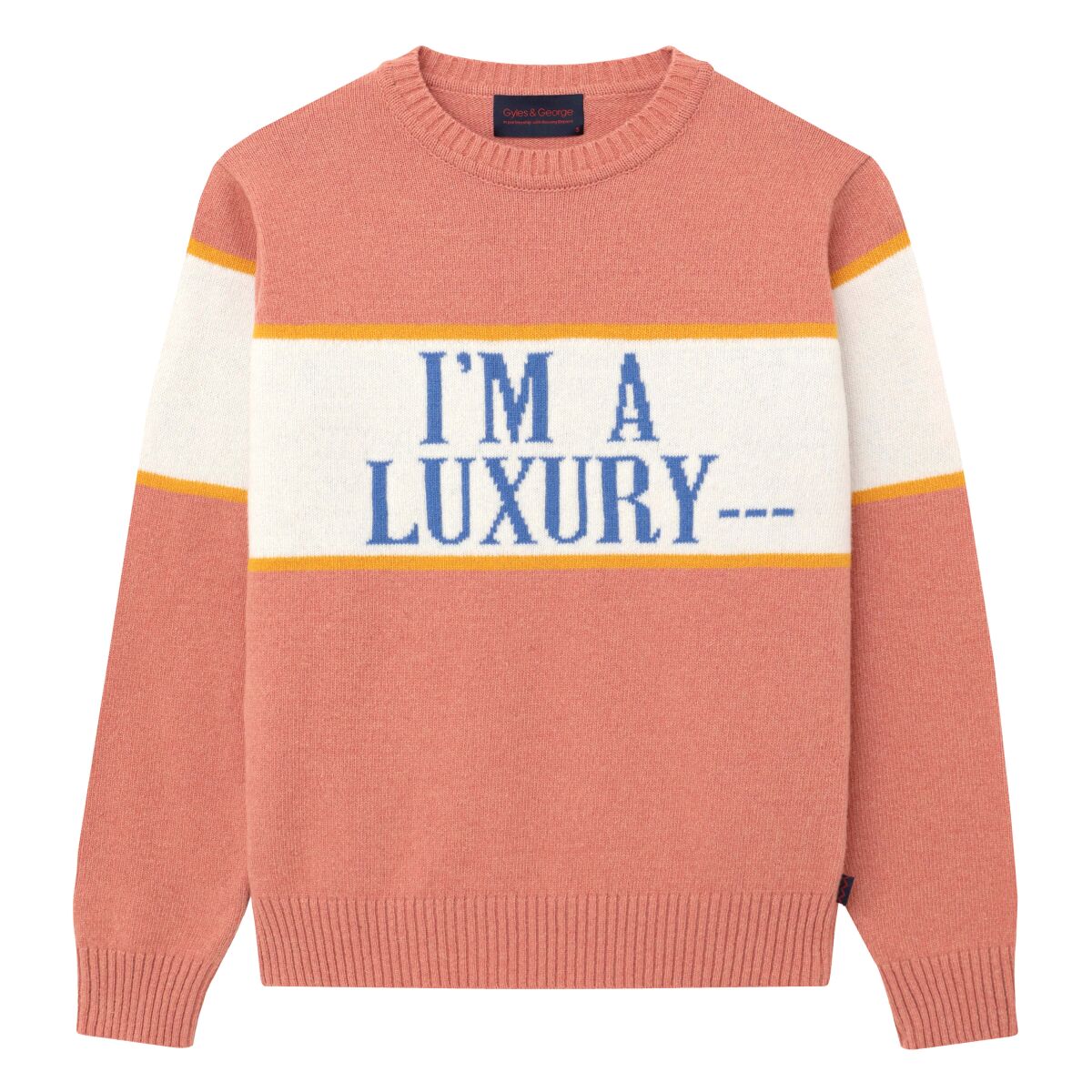 Rowing Blazers' fall/winter 2020 men's "I'm a Luxury" sweater.
