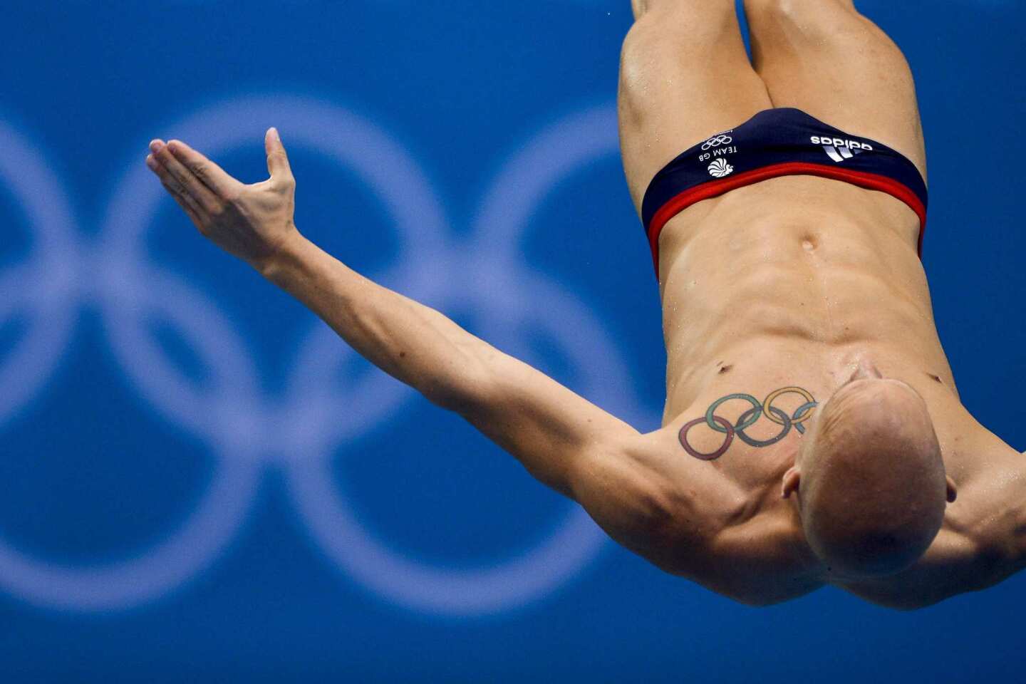 British diver Nicholas Robinson Baker during a training session at the Aquatics Center.