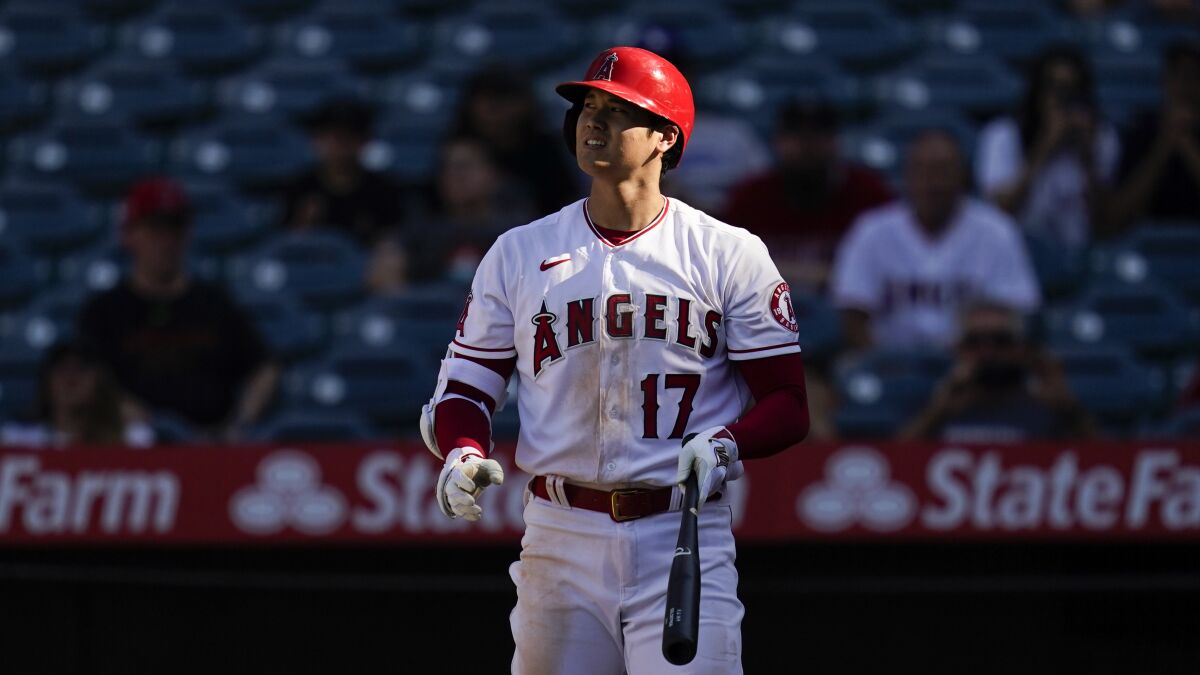 Shohei Ohtani won't be in the lineup for either National League game against the Padres this week.
