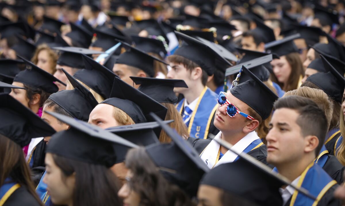 More than 9,000 UC San Diego students graduated during an all campus commencement ceremony at RIMAC Field.