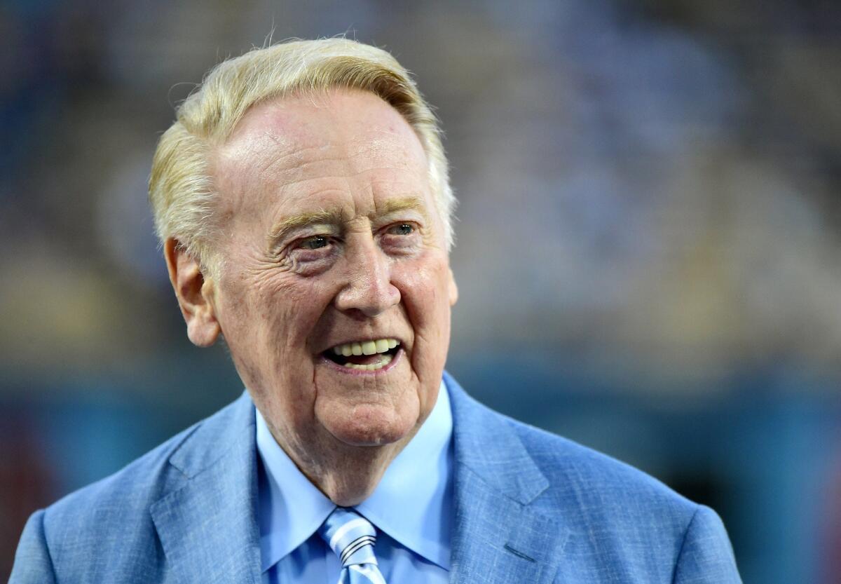 Dodgers Wear Patch On Their Uniforms In Honor Of Vin Scully