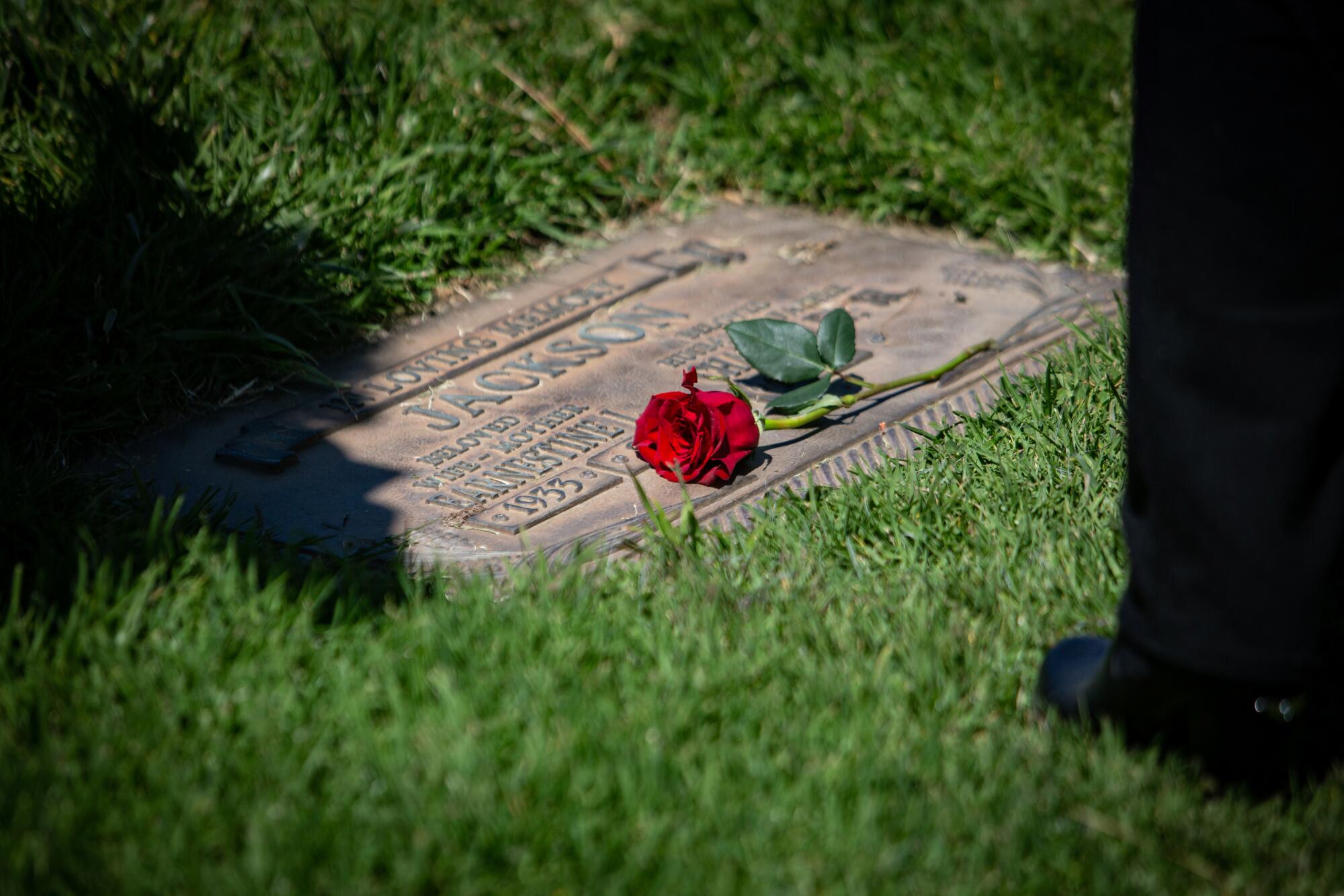 The grave of Charles Jackson at Inglewood Park Cemetery.