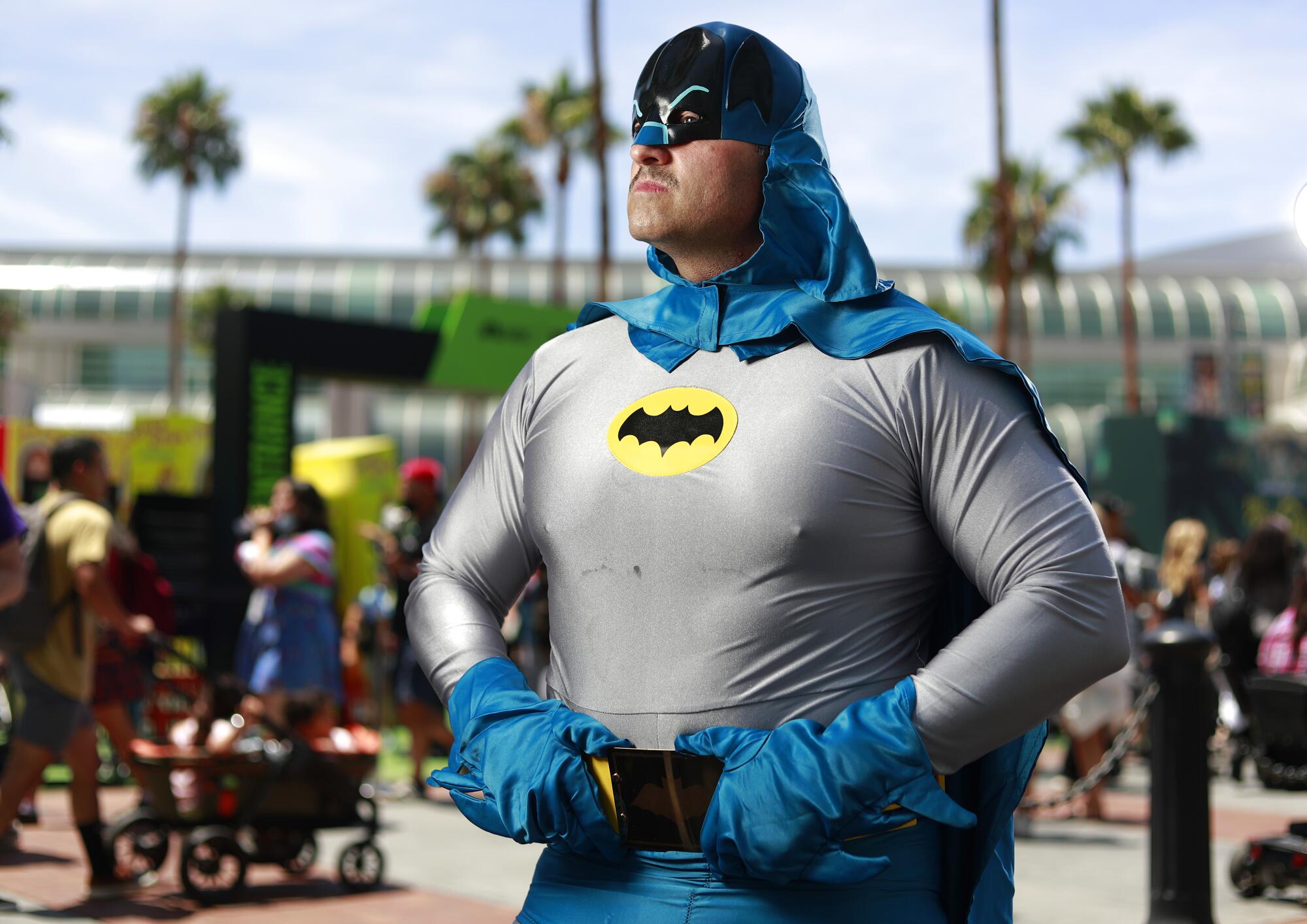 Jere Mason of Memphis dressed as Budget Batman at Comic-Con.