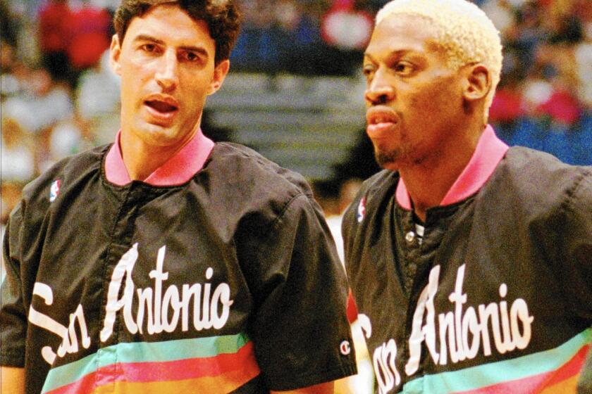 Jack Haley, left, was known for his close ties to Dennis Rodman but bristled at being called "Rodman's babysitter."