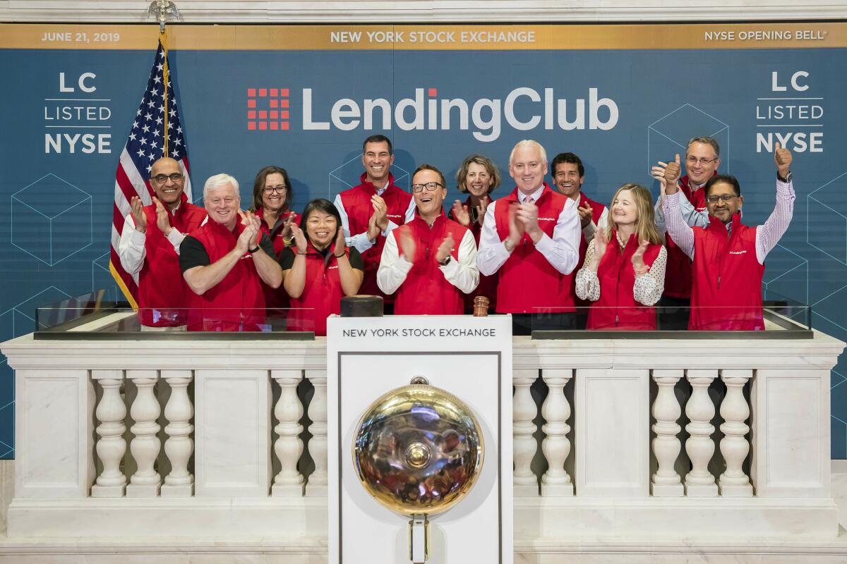 LendingClub executives at the New York Stock Exchange in June