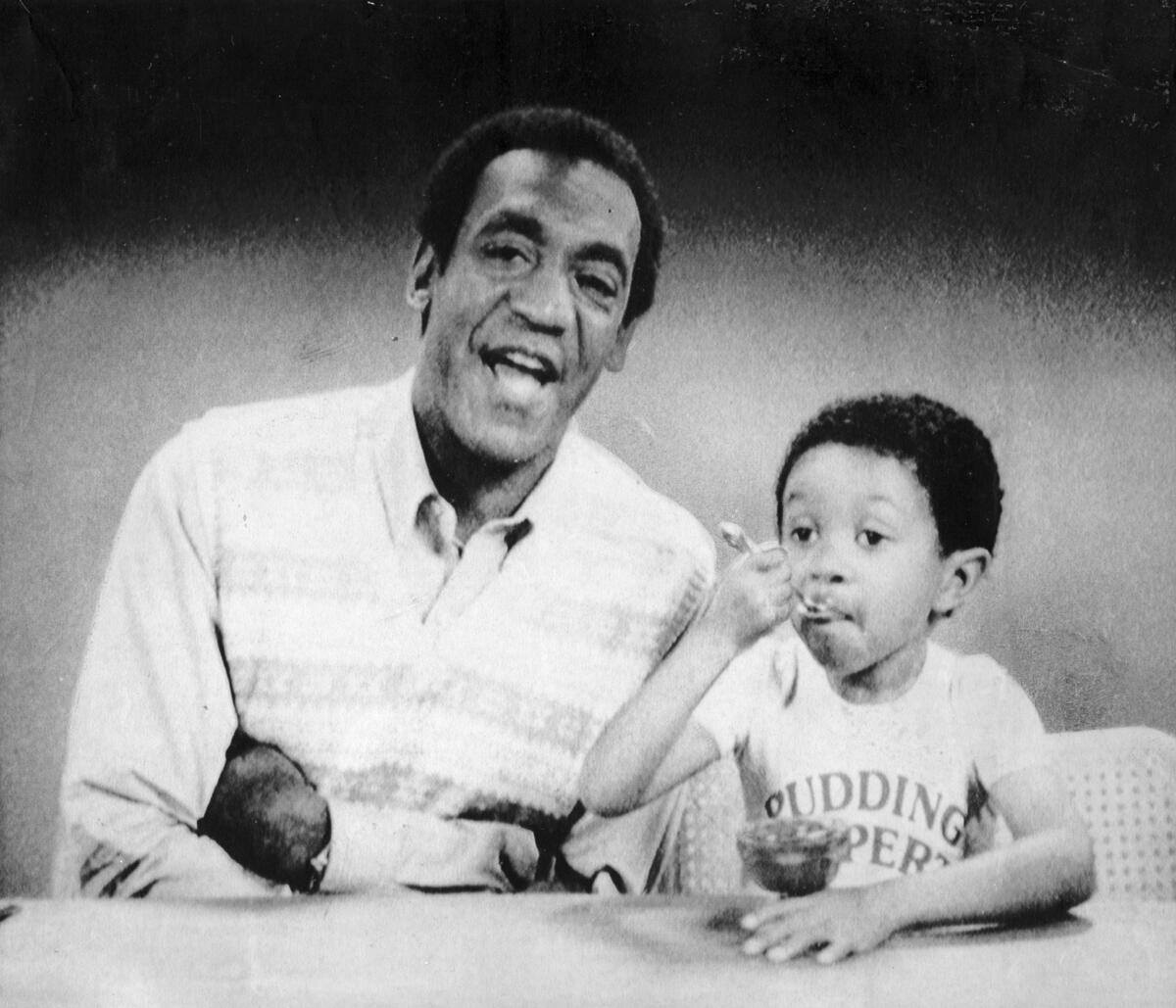 Bill Cosby and actor Emmanuel Lewis, right, in a 1983 Jello Pudding commercial.