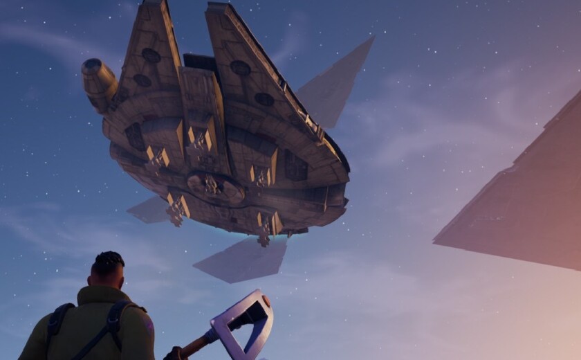 A screenshot taken from "Fortnite" during its "Star Wars" event Dec. 14.