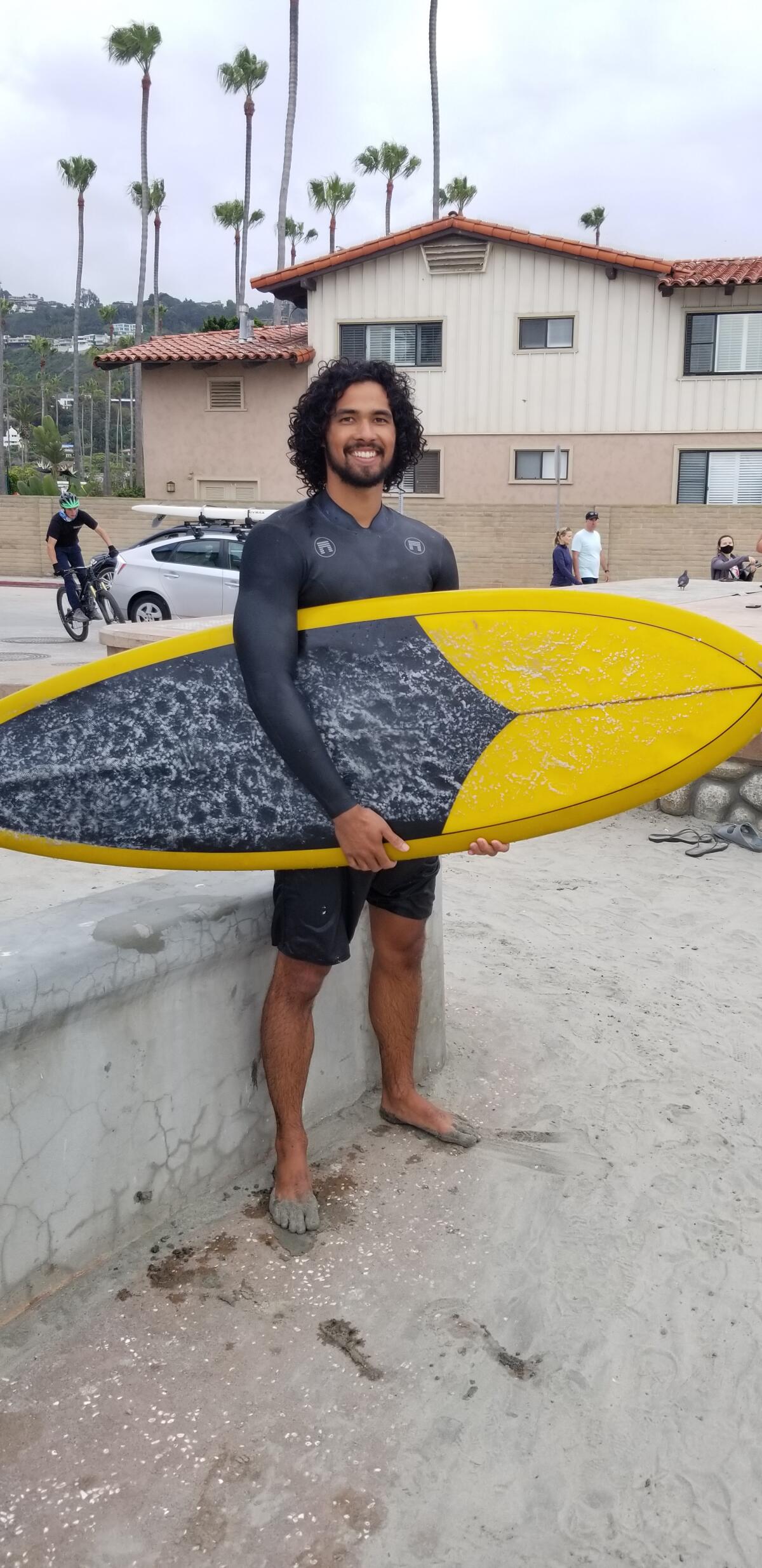 La Jolla Shores paddle-out participant Ryan Luna.