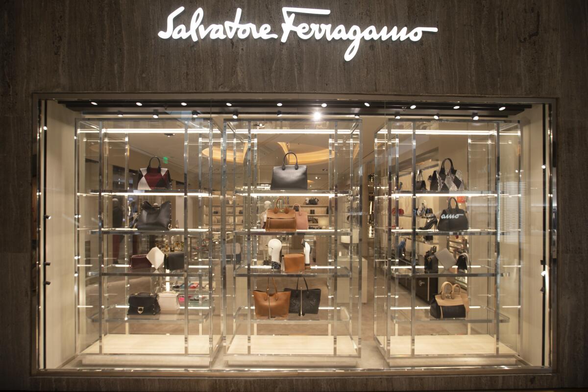 The new Salvatore Ferragamo store at South Coast Plaza in Costa Mesa replaces a former store at the luxury shopping center.