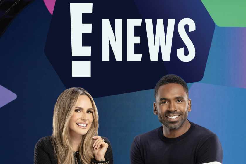 "E! News" co-hosts Keltie Knight and Justin Sylvester.