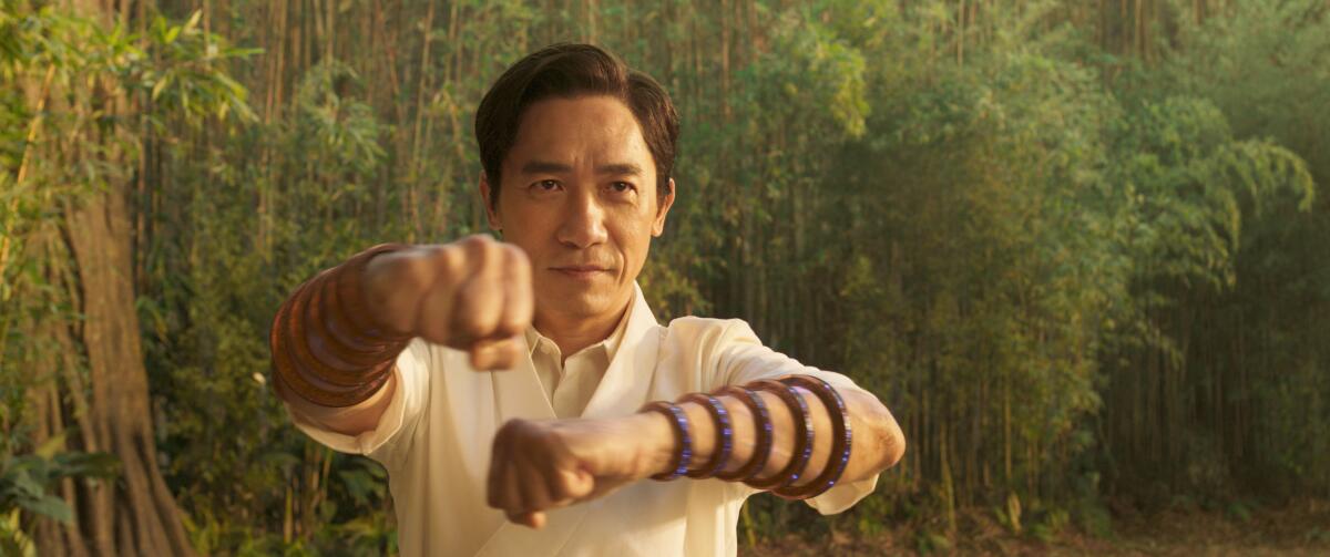 A man holds up his arms in a martial arts pose.