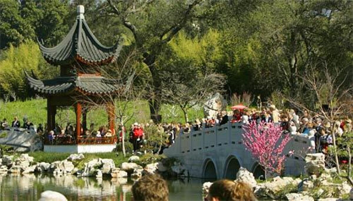 After a decade of work to bring one of the largest classical Chinese gardens outside China to Southern California, dedication ceremonies were held Saturday for Liu Fang Yuan, or the Garden of Flowing Fragrance, at the Huntington Library, Art Collections and Botanical Gardens in San Marino. The invitation-only event was attended by hundreds of dignitaries, donors and supporters. The garden will open to the public Feb. 23.