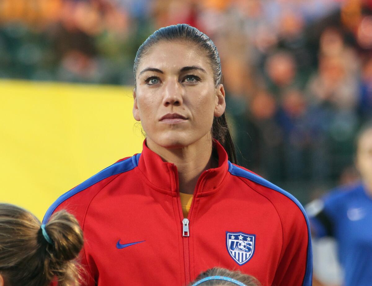U.S. women's national soccer team goalie Hope Solo.
