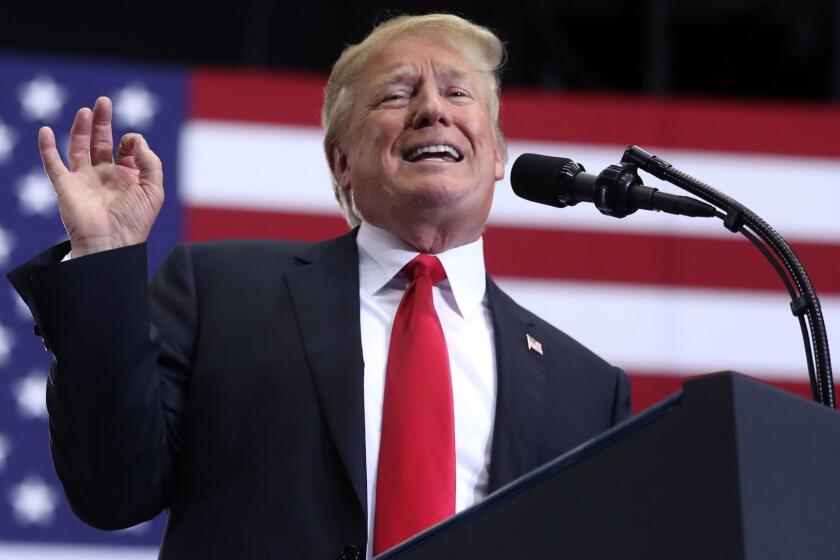 President Donald Trump speaks at a rally at the Nashville Municipal Auditorium, Tuesday, May 29, 2018, in Nashville, Tenn. (AP Photo/Andrew Harnik)