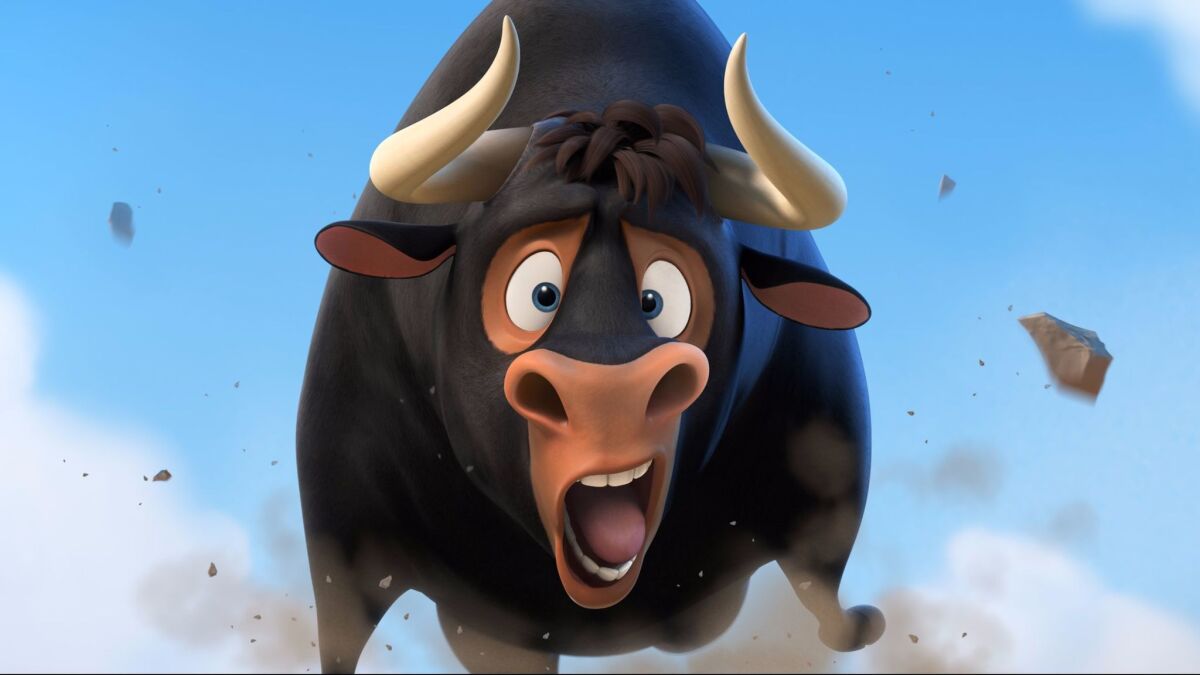 Ferdinand in a scene from the animated movie "Ferdinand."
