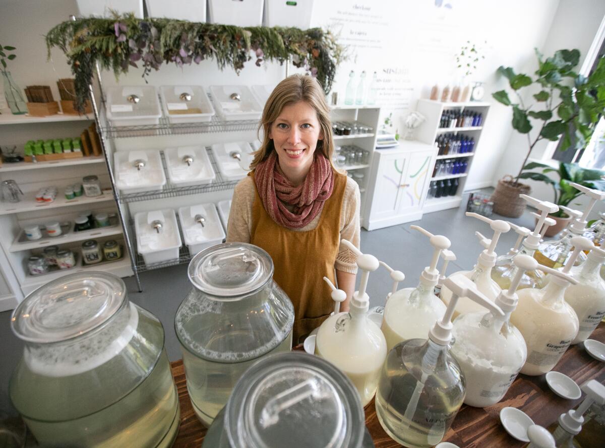 Leslie Campbell at her store, Sustain LA, in Highland Park