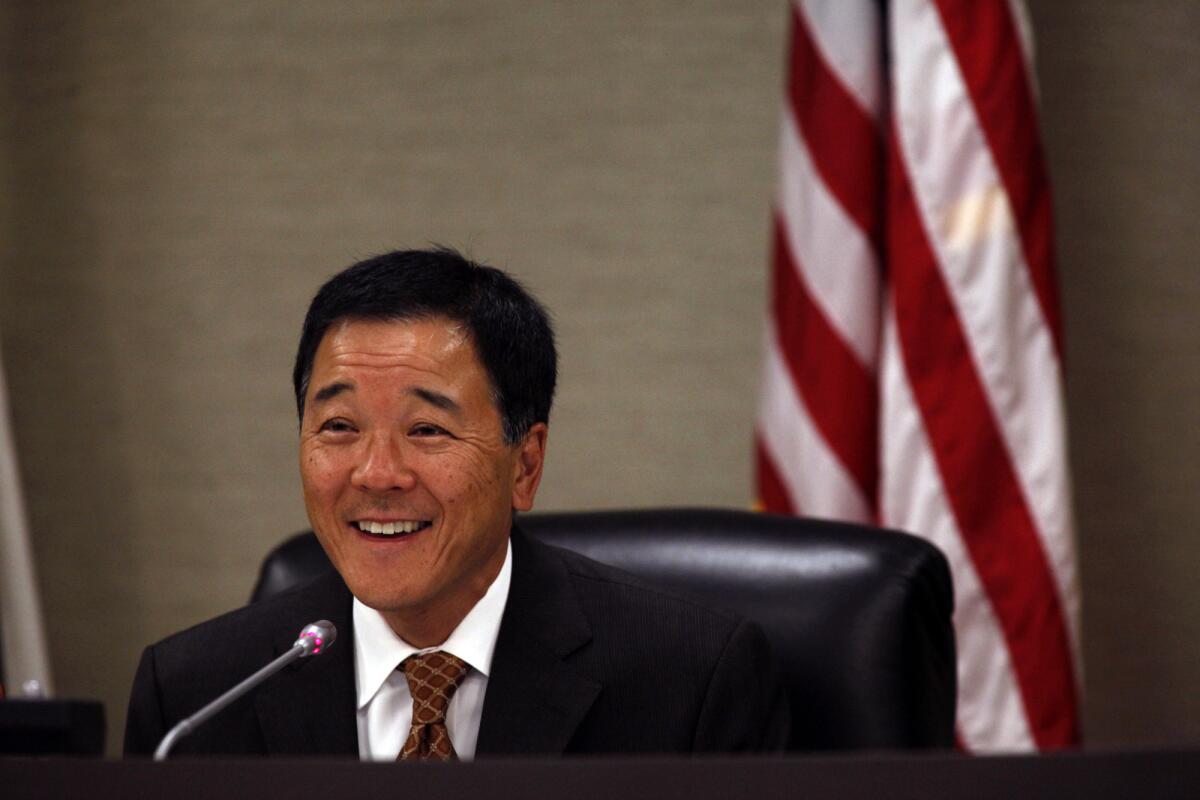 Paul Tanaka, mayor of Gardena, is seen in 2014. The former Los Angeles County undersheriff is facing trial in federal court on charges of obstruction of justice and conspiracy.