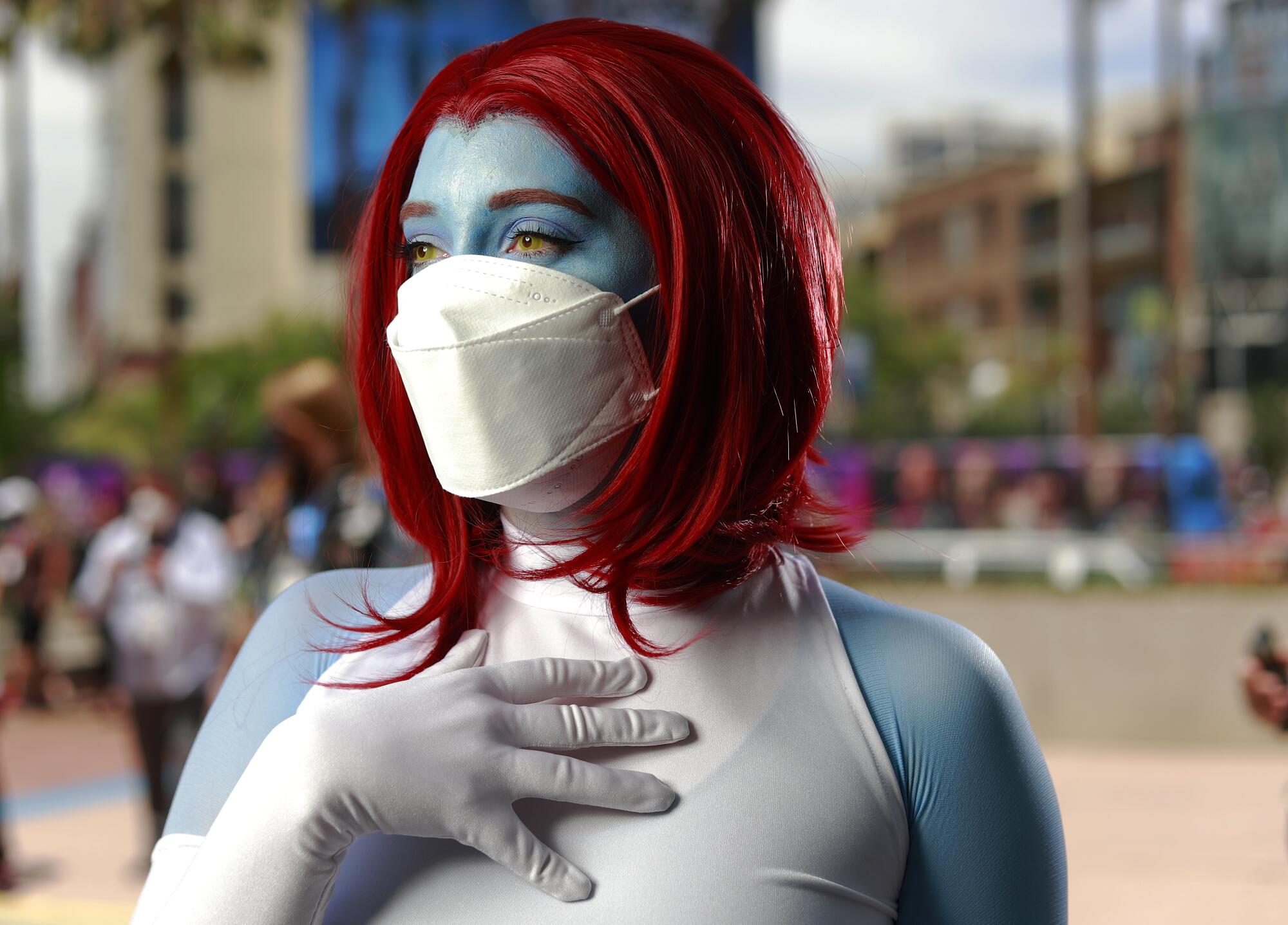 Maggie Drury of Tucson dressed as Mystique at Comic-Con in San Diego.