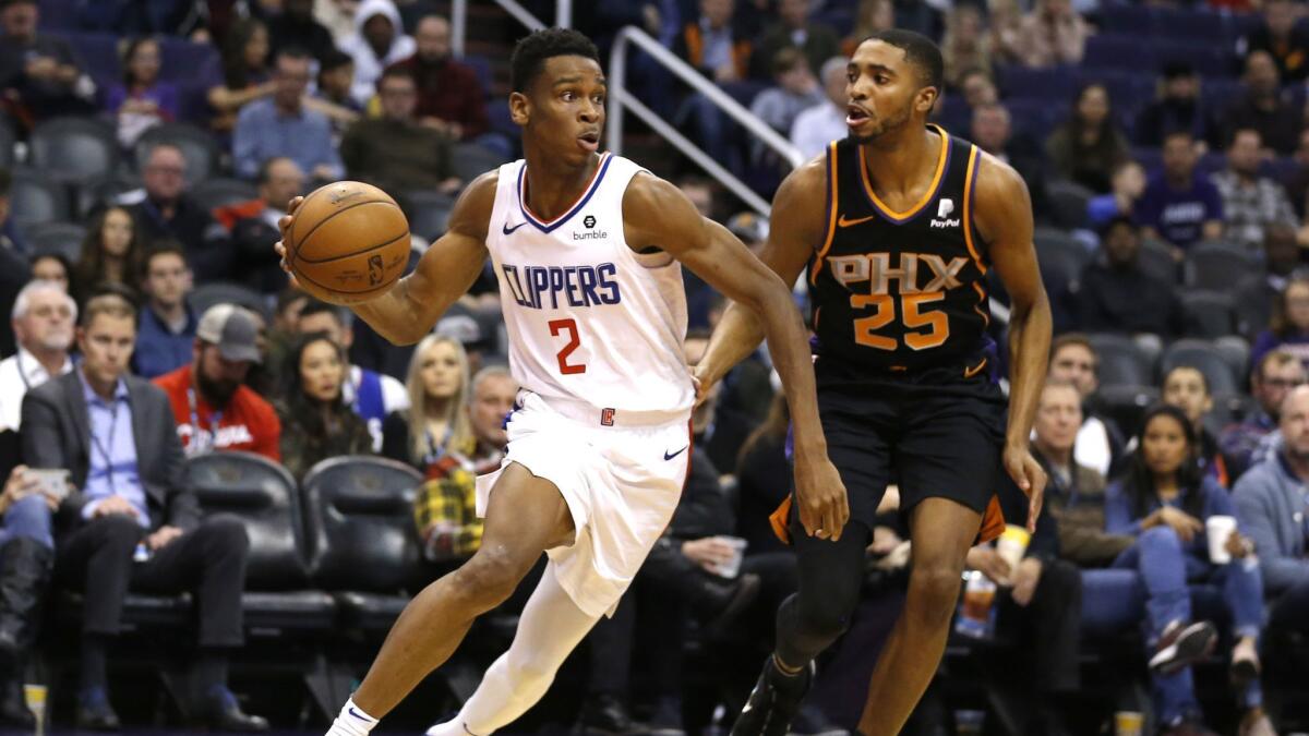 Clippers guard Shai Gilgeous-Alexander (2) in the first half during a game against the Phoenix Suns.