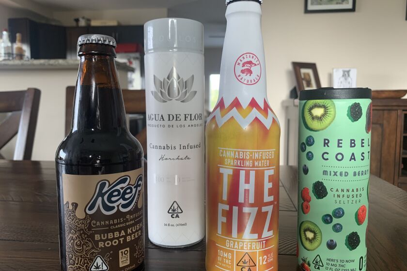 A selection of cannabis-infused drinks.