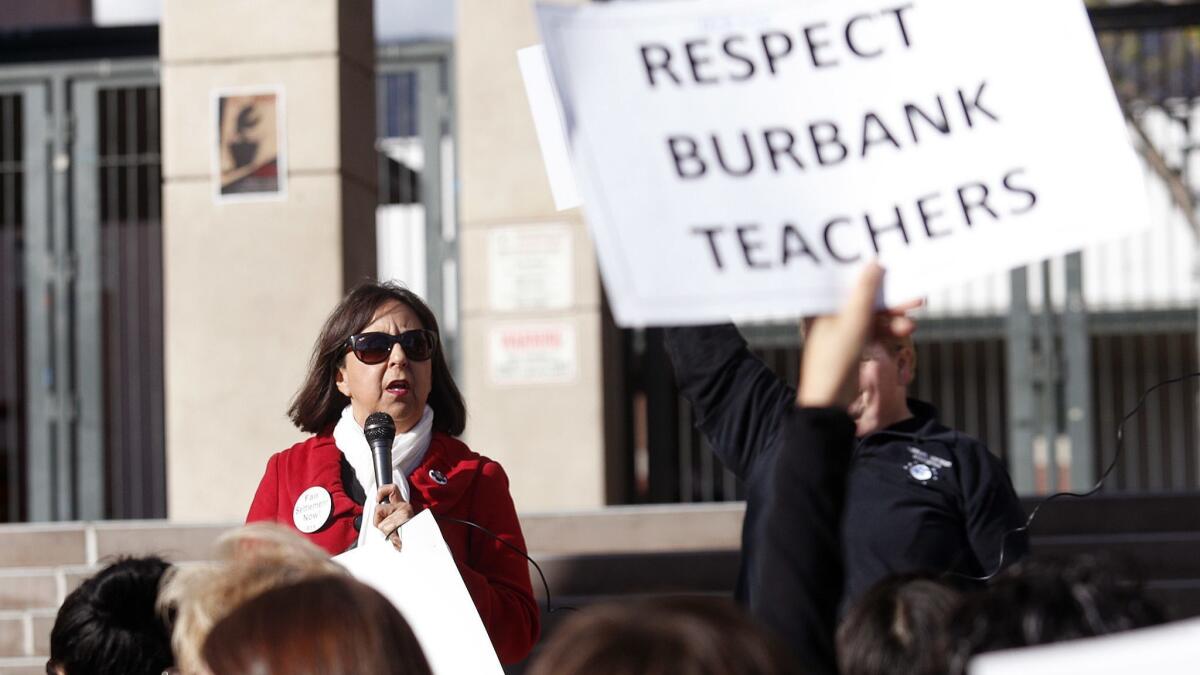 Burbank Teachers Assn. President Diana Abasta led marches throughout the year calling for a salary increase. On Thursday, the Burbank Unified board ended a two-year period without pay raises by voting, 5-0, for a 2% salary hike for district teachers and staff.