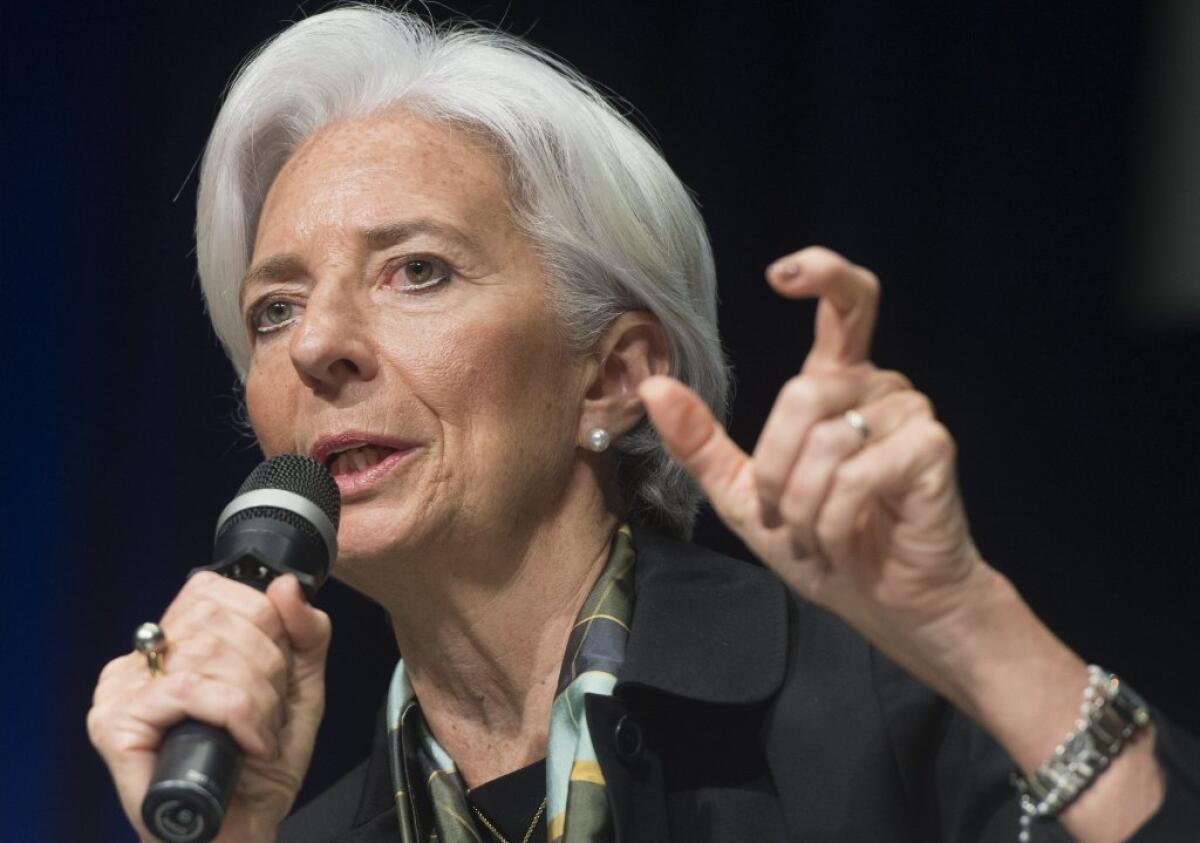 IMF's managing director, Christine Lagarde, speaks at a conference in Washington this week.