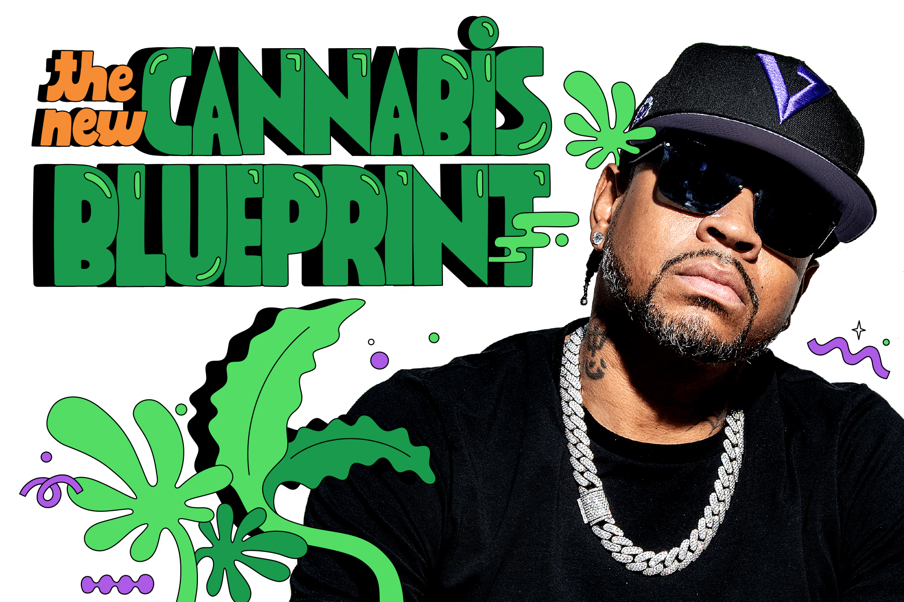 Allen Iverson with "the new cannabis blueprint" in type next to him