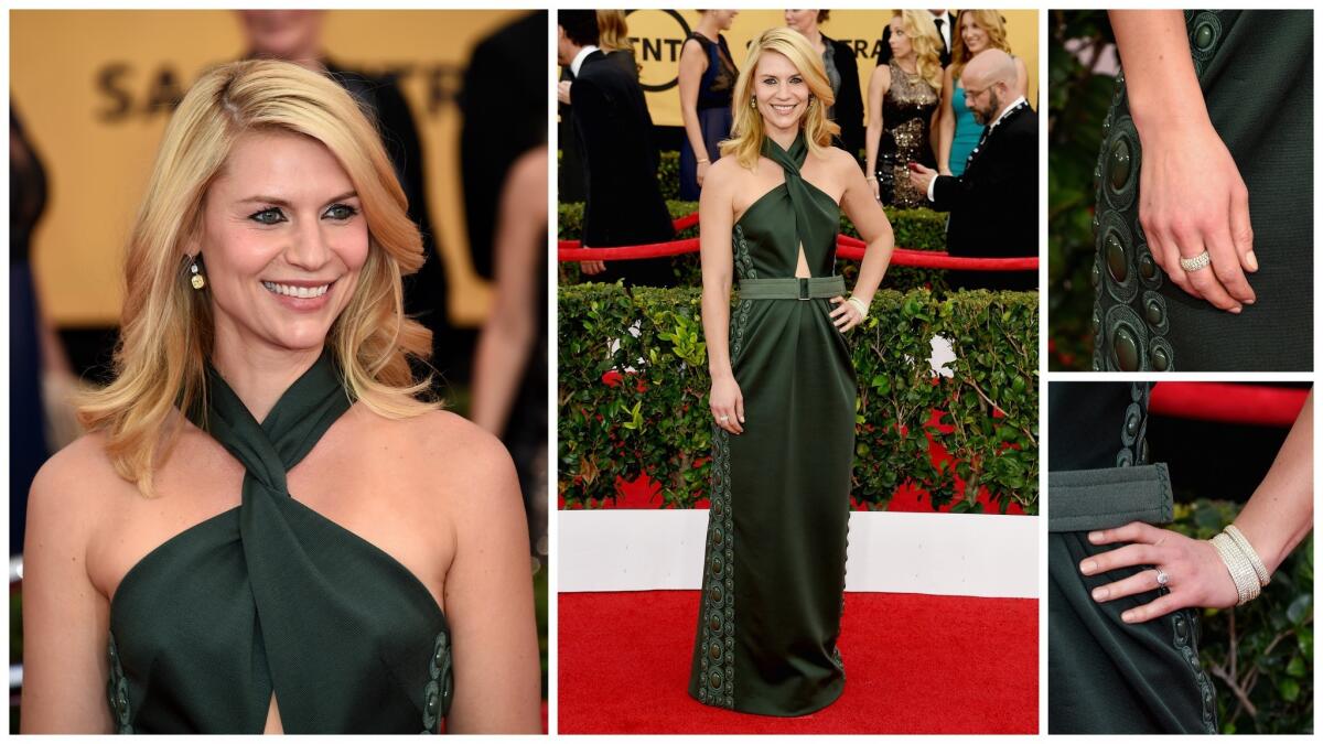 The "Homeland" star donned an army-green Marc Jacobs gown for the 21st Annual Screen Actors Guild Awards on Jan. 25, 2015.