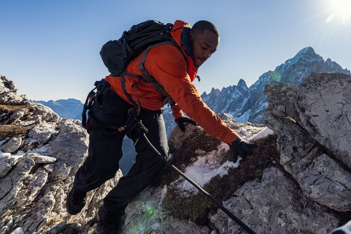 Anthony Mackie climbs a mountain