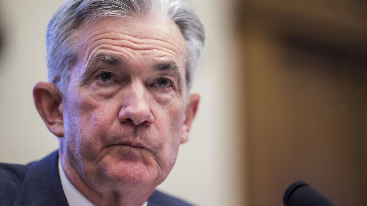 Federal Reserve Chairman Jerome H. Powell testifies during a House Financial Services Committee hearing on Wednesday.