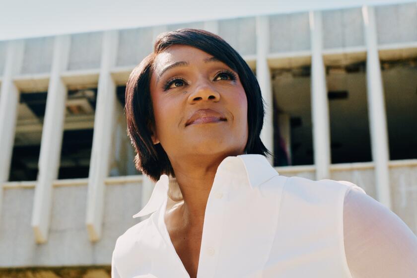 LOS ANGELES -- APRIL 23, 2024: Tiffany Haddish at a building she owns in South Los Angeles on Tuesday, April 23, 2024. (Kayla James / For The Times)