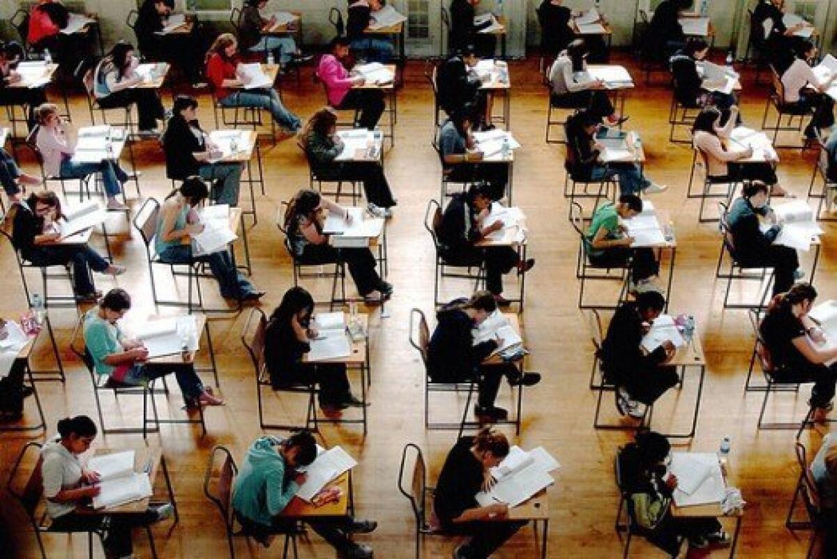 Students taking the SAT test.