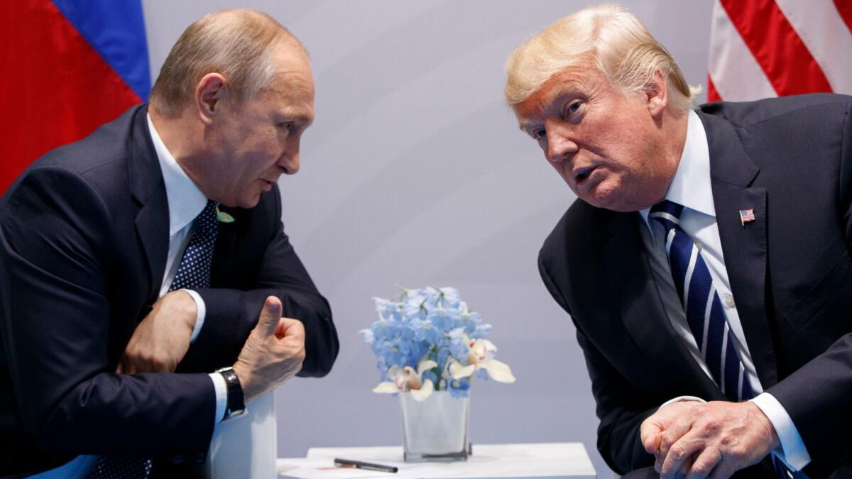 President Trump meets with Russian President Vladimir Putin at the G-20 Summit in Hamburg on July 7, 2017.