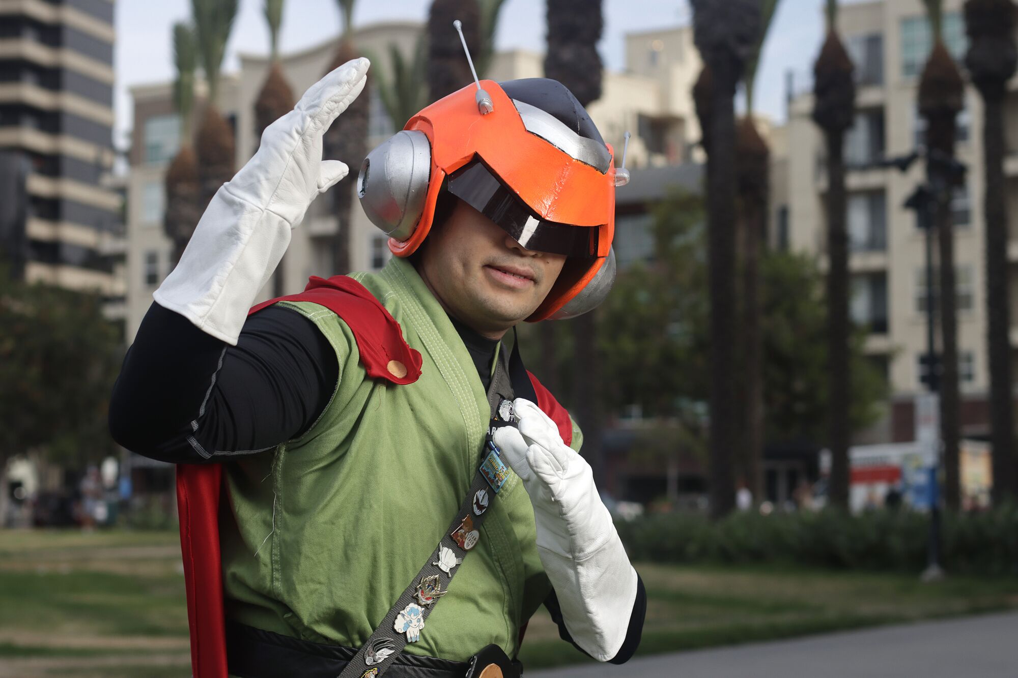 Kyle Robles cosplayed as the Great Saiyaman from "Dragon Ball Z."