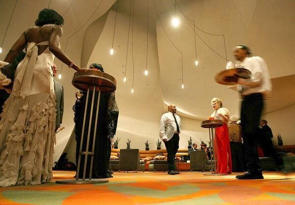 Cocktails and hors d'oeuvres are served at a VIP gala at Walt Disney Concert Hall before Gustavo Dudamel's inaugural performance as the L.A. Philharmonic's new music director.