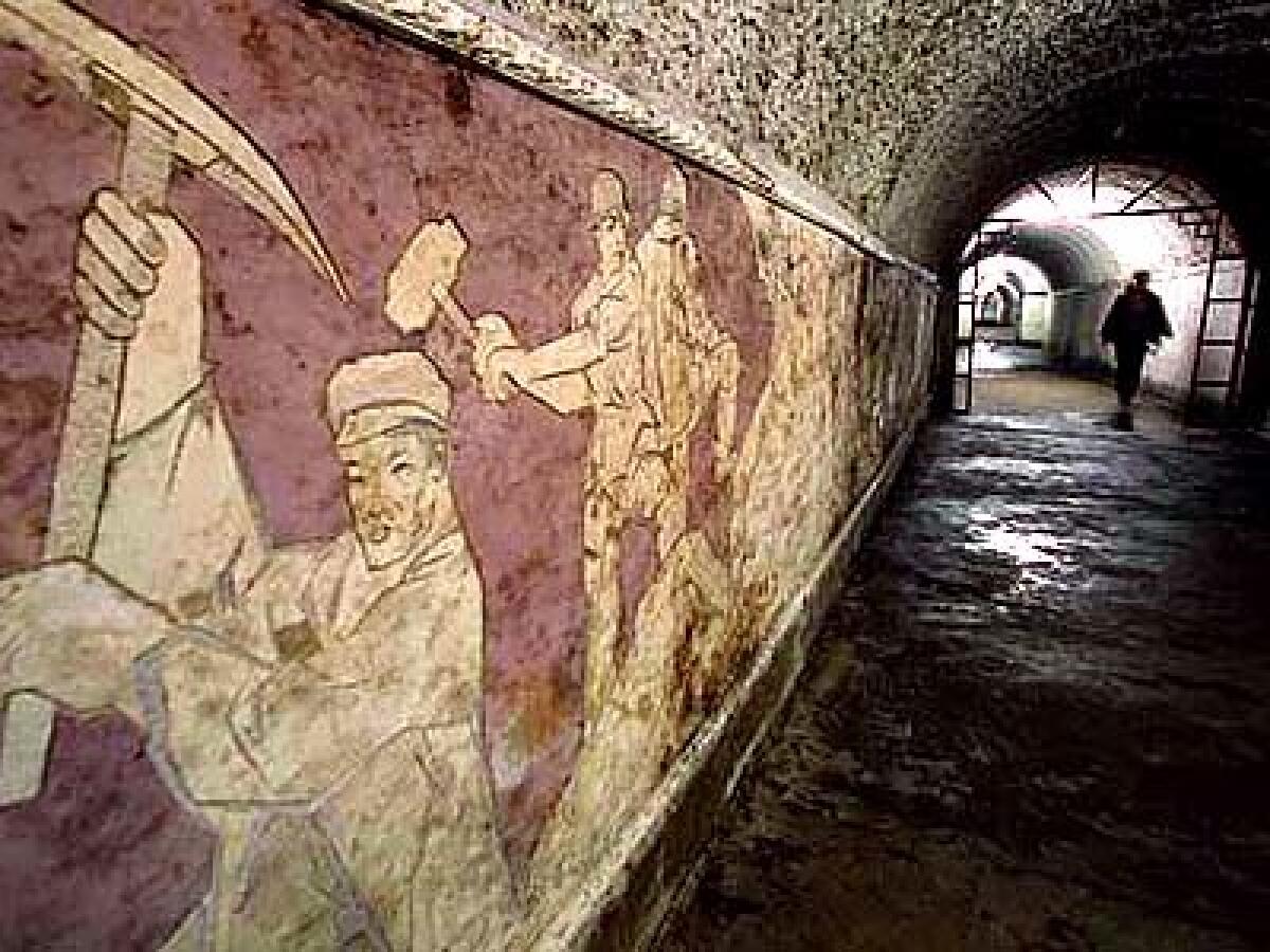 A mural in Beijing's Underground City is dedicated to the workers who dug the labyrinthine tunnels, begun in 1969 as a mass shelter in case of war with the Soviet Union.
