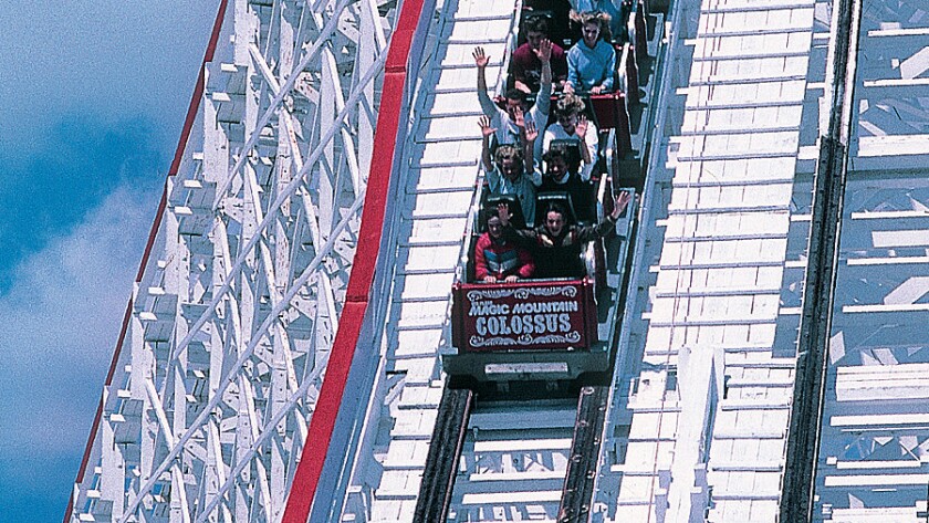 What S Next For Soon To Retire Colossus At Six Flags Magic Mountain Los Angeles Times - crazy coaster six flags roblox