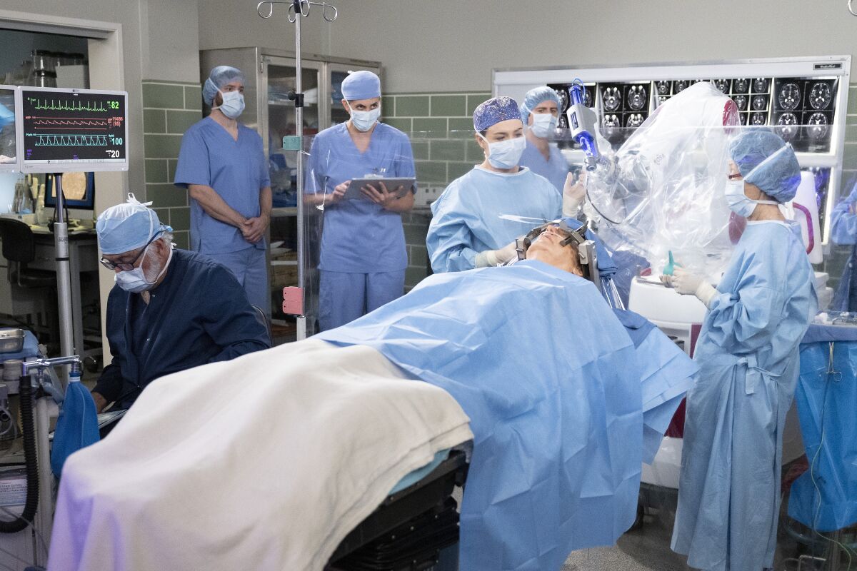 A group of doctors in surgery 