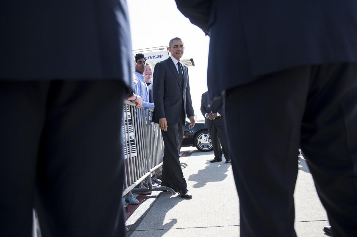President Obama arrives at Los Angeles International Airport.