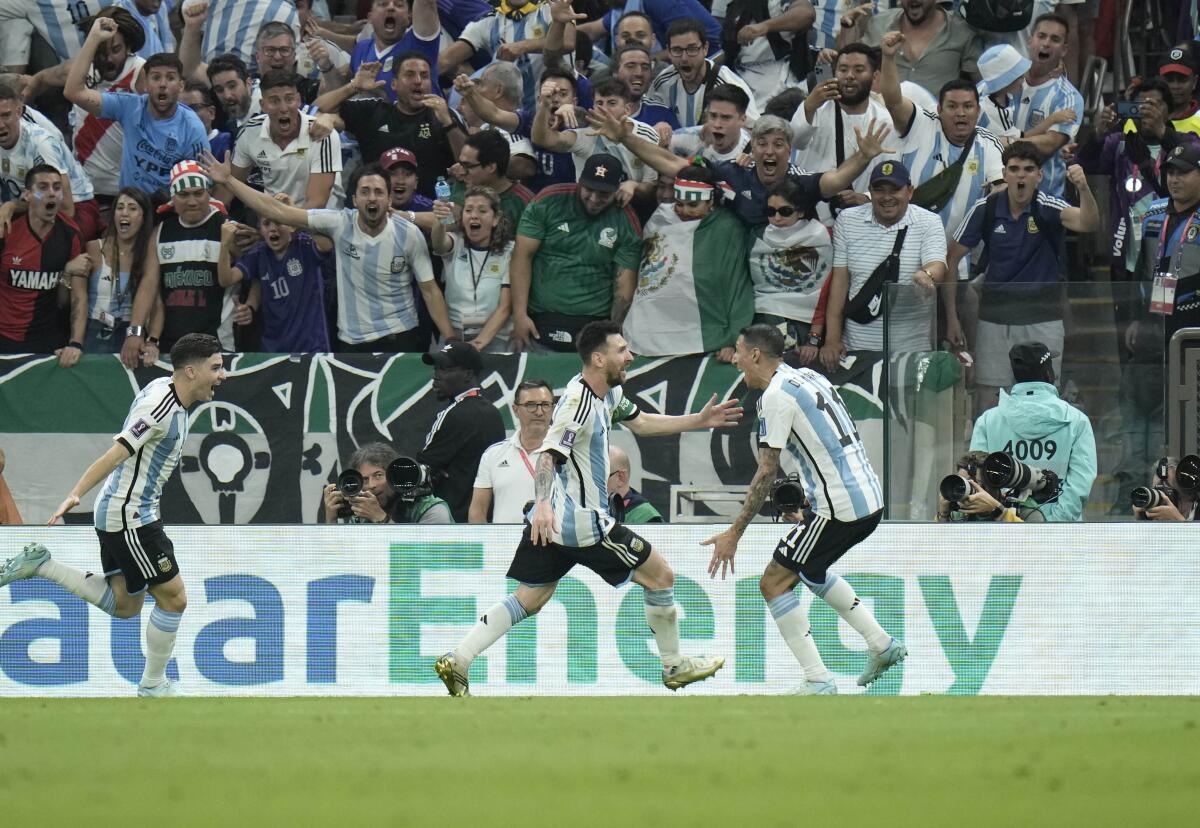 Argentina's Lionel Messi celebrates.