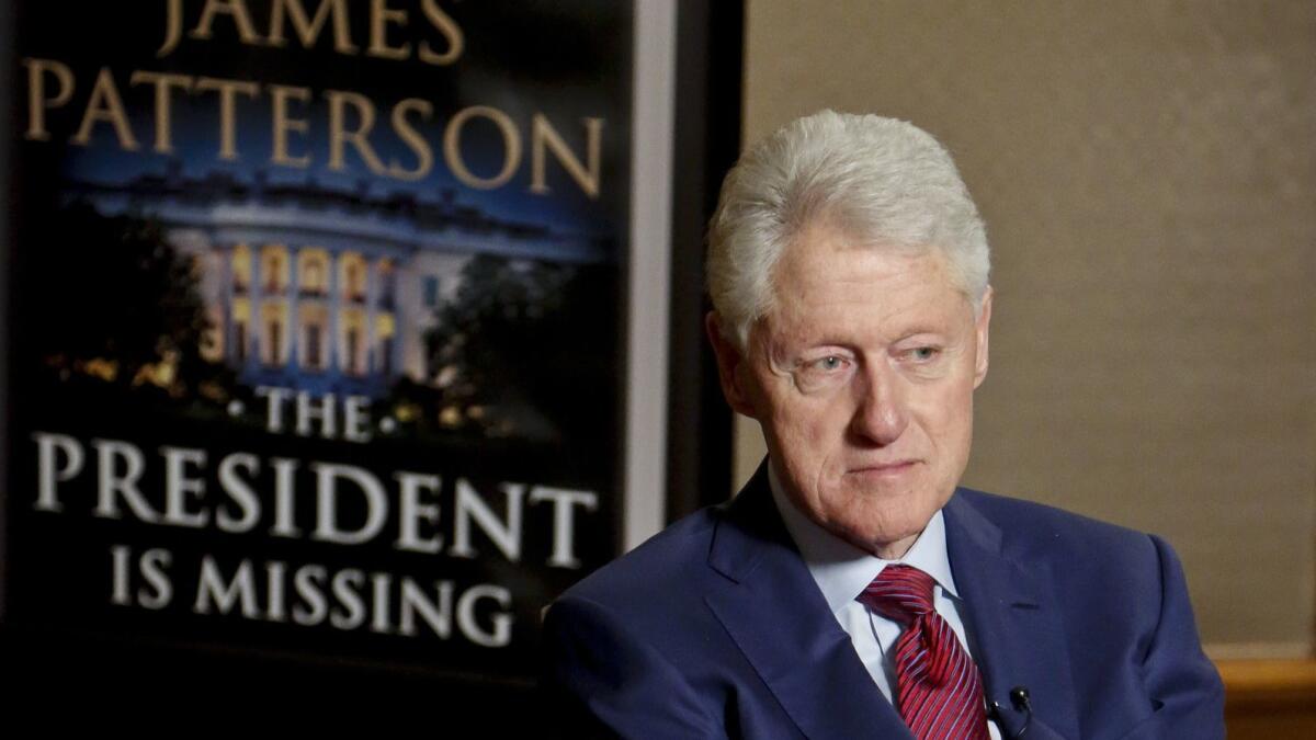 Former President Bill Clinton during an interview in New York about "The President is Missing," a novel he wrote with James Patterson.