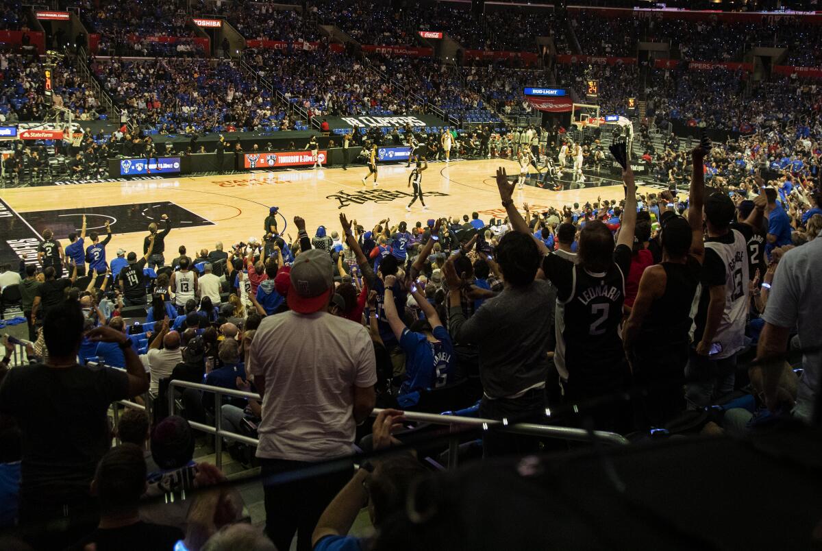 Fans cheer on the Clippers during Game 6 against the Jazz on June 18, 2021.