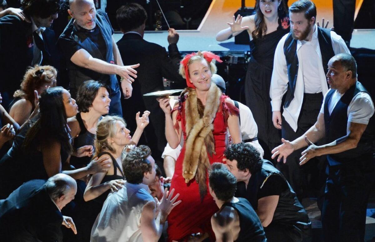 Emma Thompson in a scene from the New York Philharmonic's production of "Sweeney Todd" at Lincoln Center.