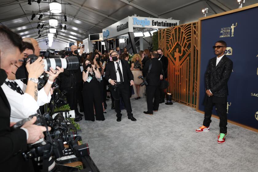 SANTA MONICA, CA - February 27, 2022. Kid Cudi arriving at the 28th Screen Actors Guild Awards at the Barker Hangar on Sunday, February 27, 2022. (Jay L. Clendenin / Los Angeles Times)